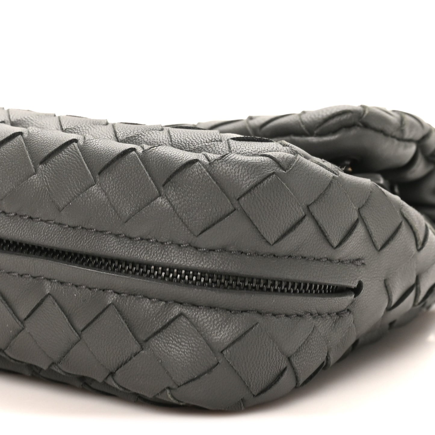 Nappa Intrecciato Small Chain Crossbody Light Grey