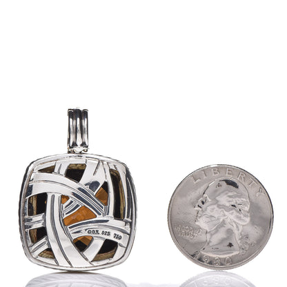 David Yurman Sterling Silver 18K Yellow Gold Yellow Sapphire Smoky Quartz 20mm Albion Enhancer Pendant 2 of 3