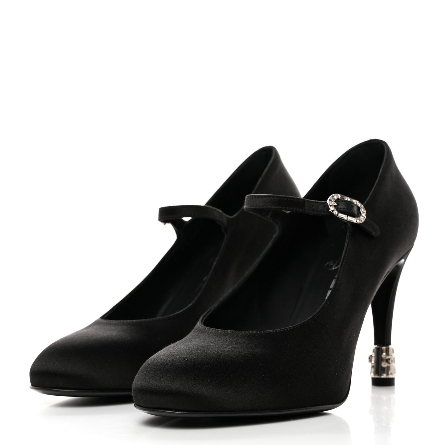 Satin Crystal Mary Jane Pumps 38 Black