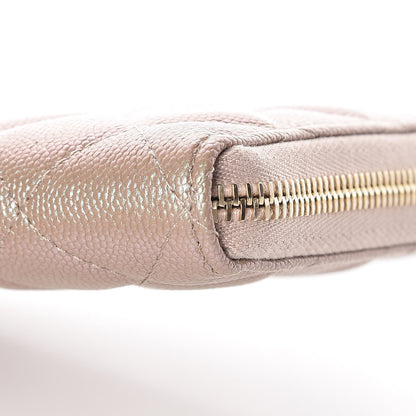 Chanel Iridescent Caviar Quilted Long Zip Around Wallet Beige 9 of 10