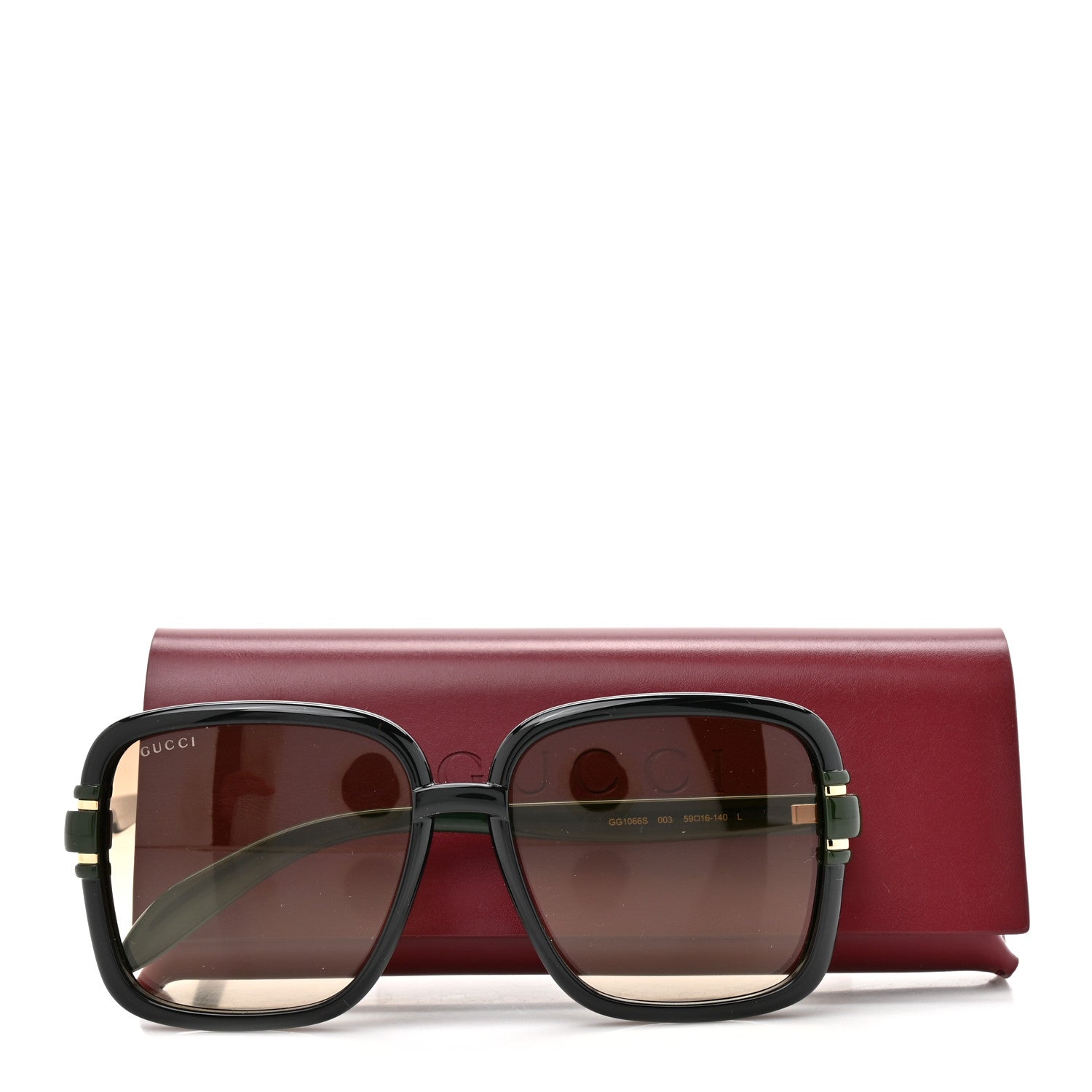 Gucci Acetate Interlocking G Square Sunglasses GG1066S Black Green 8 of 8