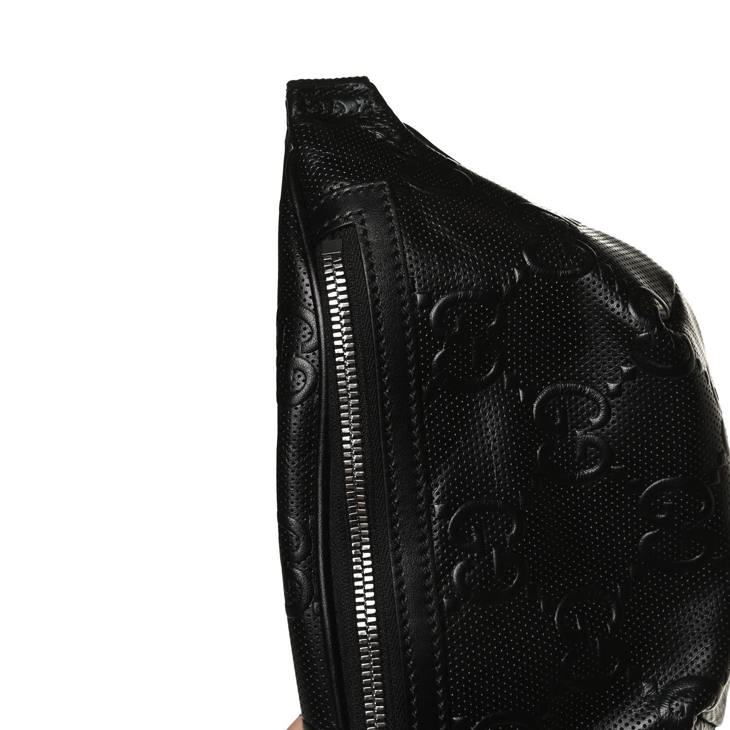 Calfskin GG Tennis Embossed Belt Bag Black