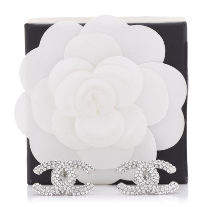 Chanel Crystal CC Treasure Chest Earrings Silver 5 of 5