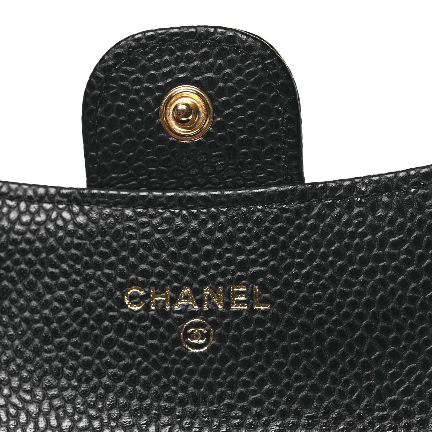 Caviar Quilted Flap Card Holder Wallet Black
