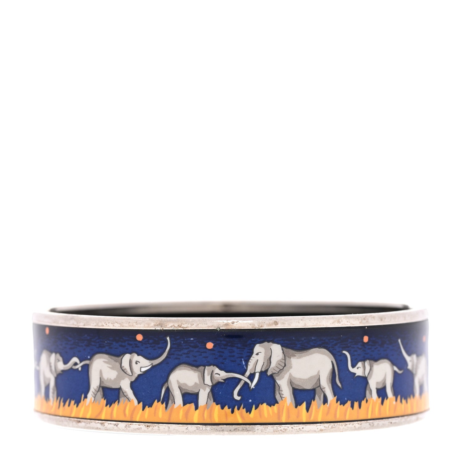 Hermes Enamel Printed Elephants Grazing Medium Bracelet 70 1 of 6
