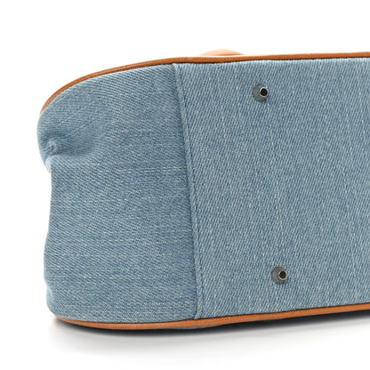 Christian Dior Denim Embroidered Satchel Blue 8 of 9
