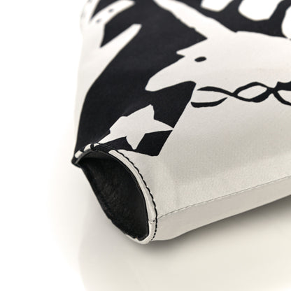 Alexander McQueen Silk Unicorn Print De Manta Clutch Black White 9 of 13