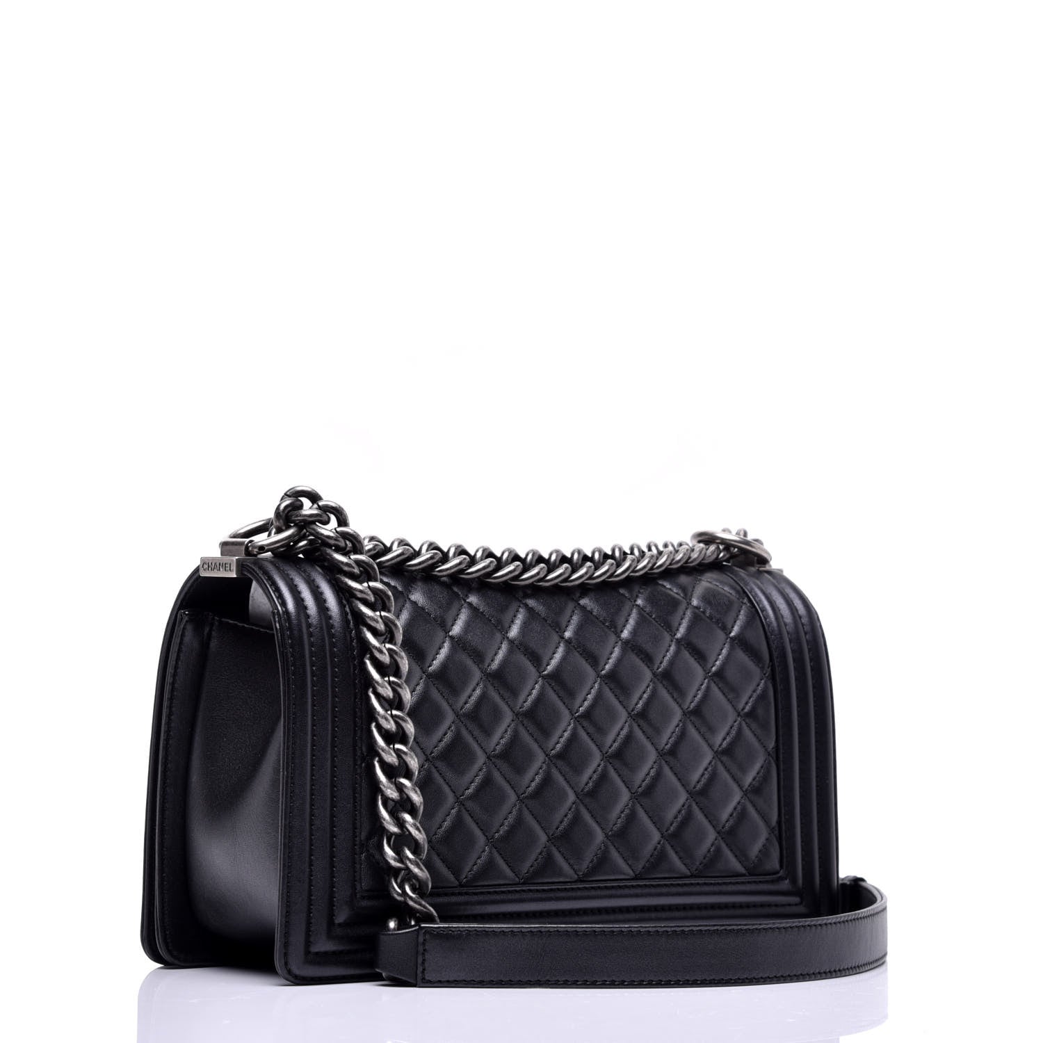Chanel Metallic Calfskin Quilted Medium Boy Flap Black 3 of 10