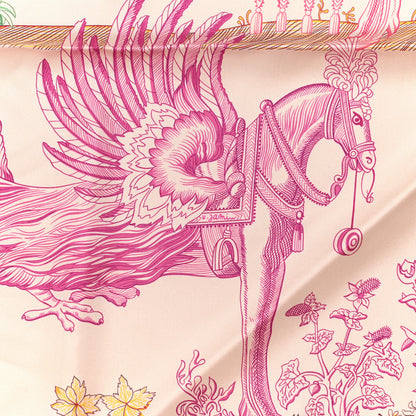 Hermes Silk Della Cavalleria Favolosa Reversible Scarf 90 Rose The Magenta Rose Fragola 4 of 5