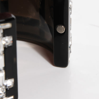 Chanel Resin Crystal Baguette Geometric CC Cuff Black 4 of 6