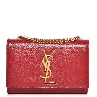 Saint Laurent Grain De Poudre Small Monogram Kate Satchel Red 1 of 7