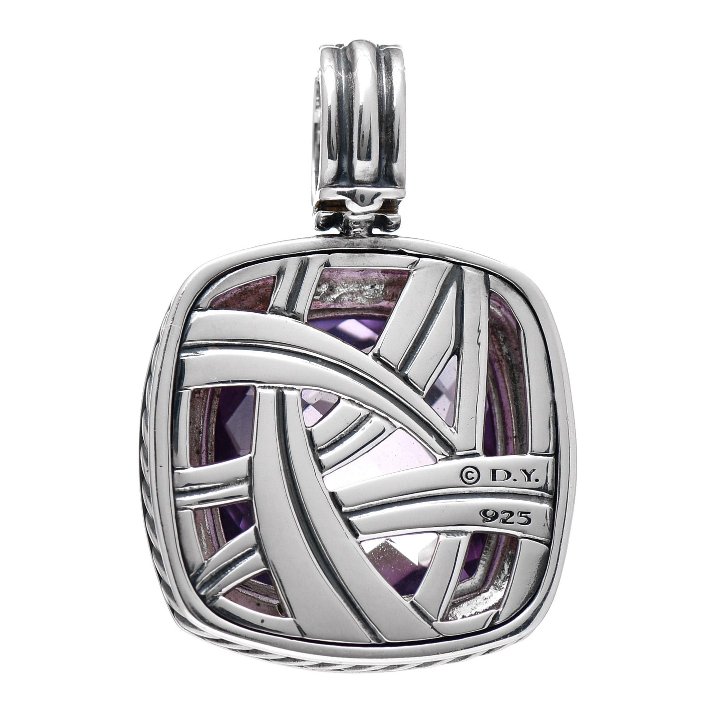 Sterling Silver Diamond Amethyst 17mm Albion Enhancer Pendant