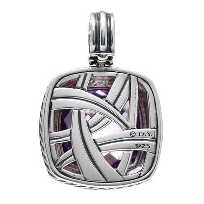 David Yurman Sterling Silver Diamond Amethyst 17mm Albion Enhancer Pendant 3 of 3