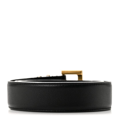 Saint Laurent Lambskin Monogram Cassandre Square Buckle Belt 70 28 Black 2 of 8