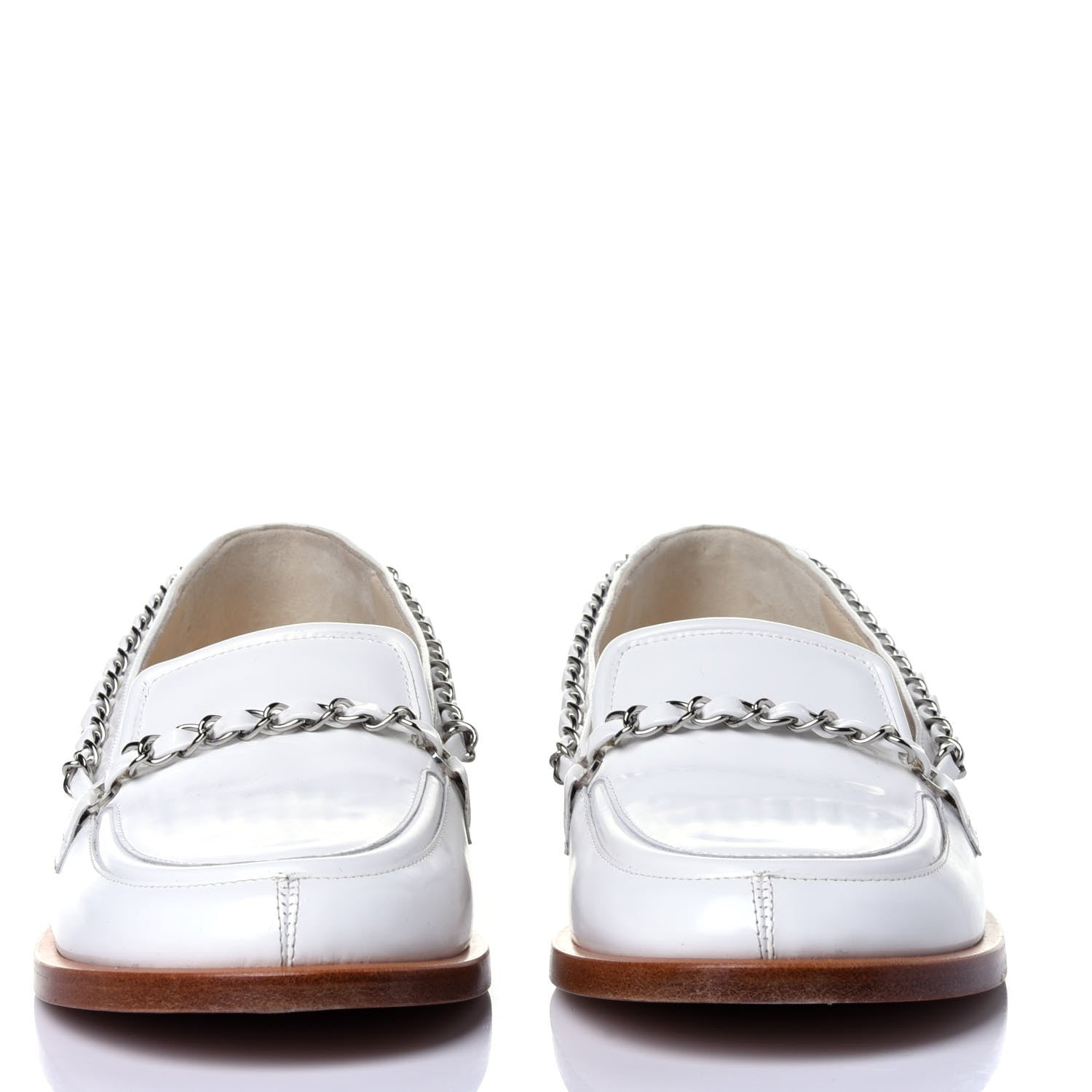 Chanel Calfskin Chain Mocassin Loafers 37.5 White 2 of 11