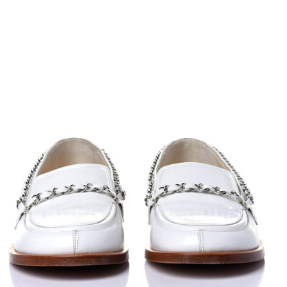 Chanel Calfskin Chain Mocassin Loafers 37.5 White 2 of 11