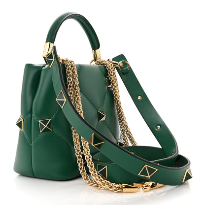 Valentino Garavani Nappa Enamel Small Roman Stud The Handle Bag Jungle 3 of 9