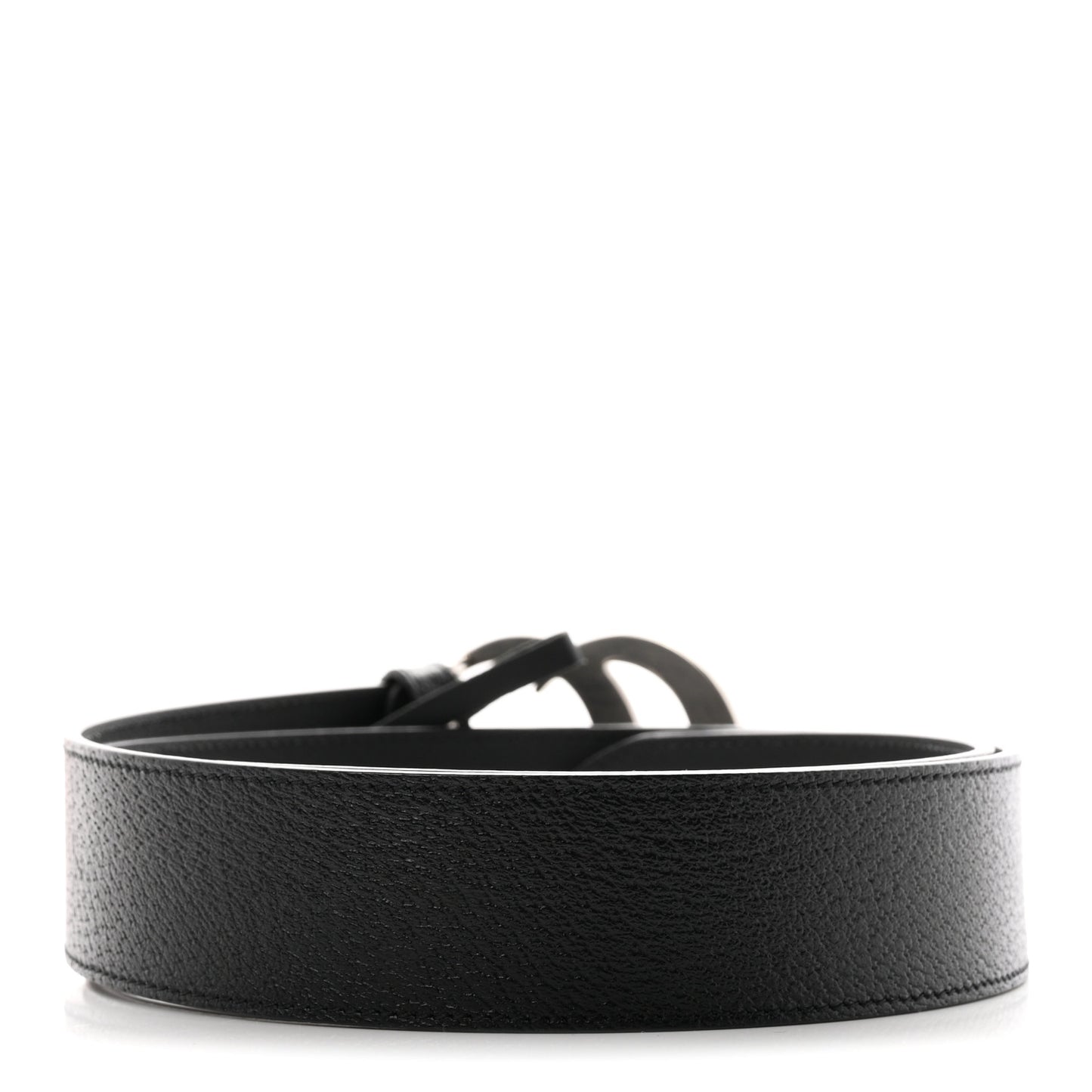 Textured Dollar Calfskin Nickel Double G 40mm Belt 85 34 Black