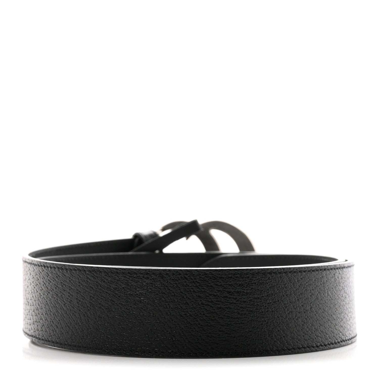 Gucci Textured Dollar Calfskin Nickel Double G 40mm Belt 85 34 Black 2 of 5