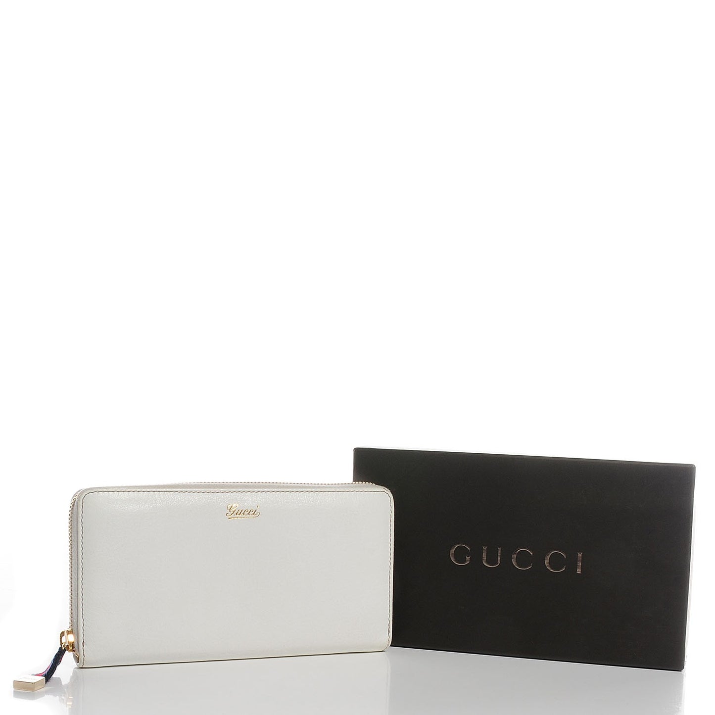 Calfskin Capri Zip Around Wallet White
