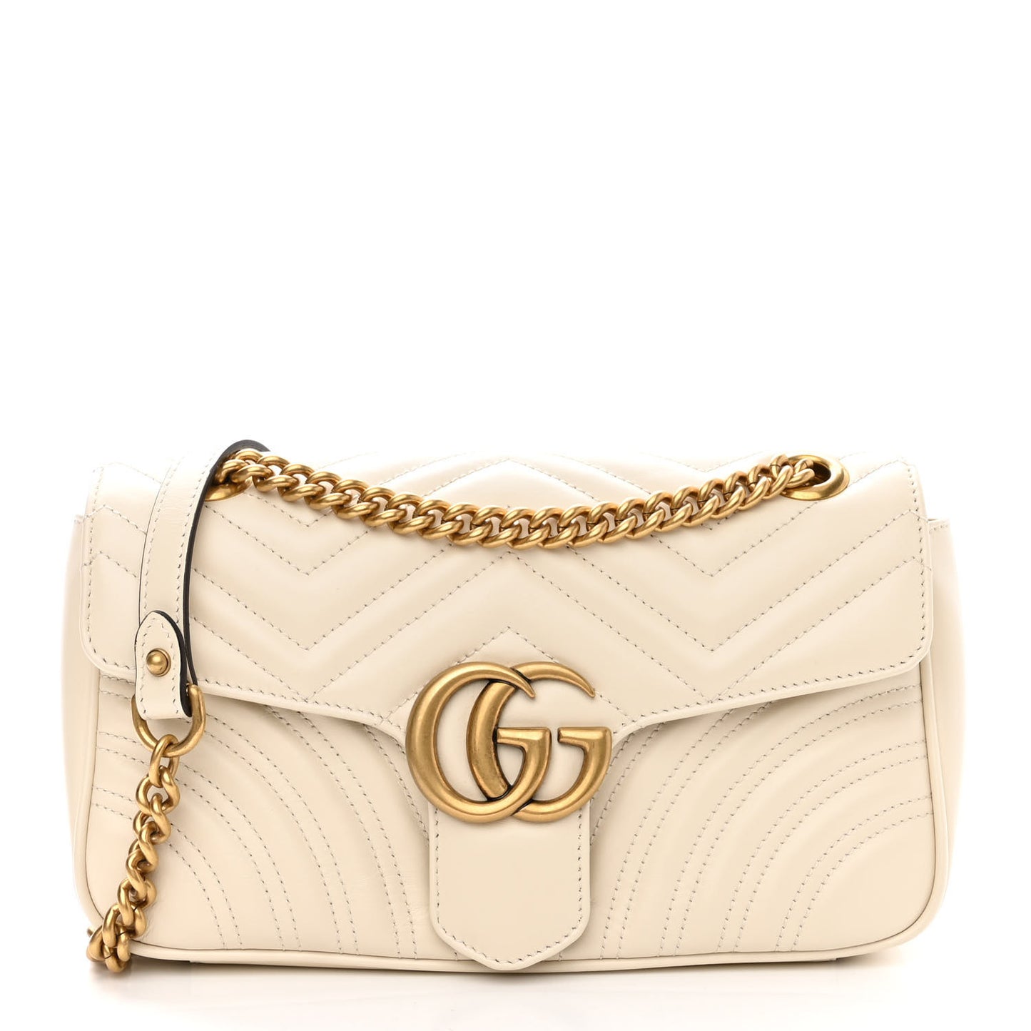 Calfskin Matelasse Small GG Marmont Shoulder Bag White