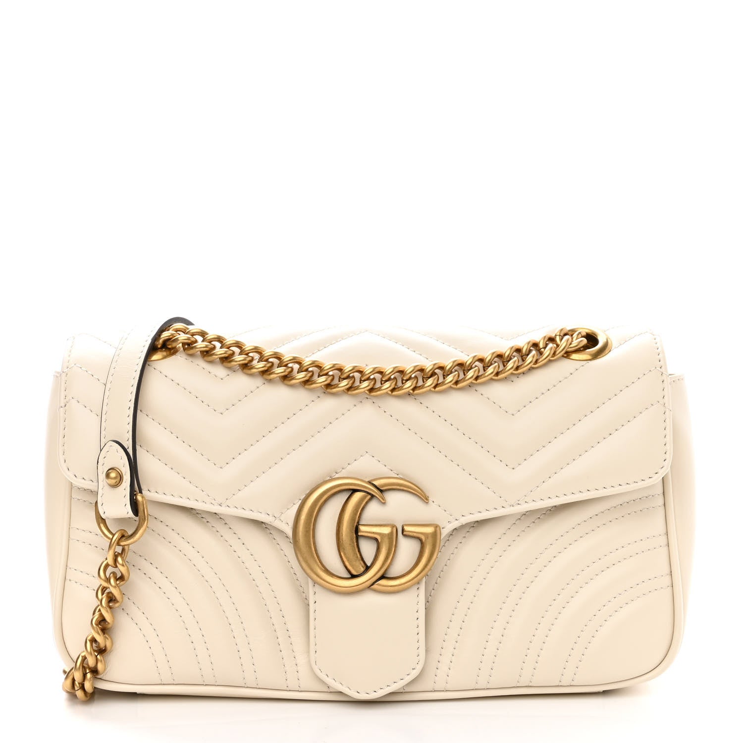 Gucci Calfskin Matelasse Small GG Marmont Shoulder Bag White 1 of 10