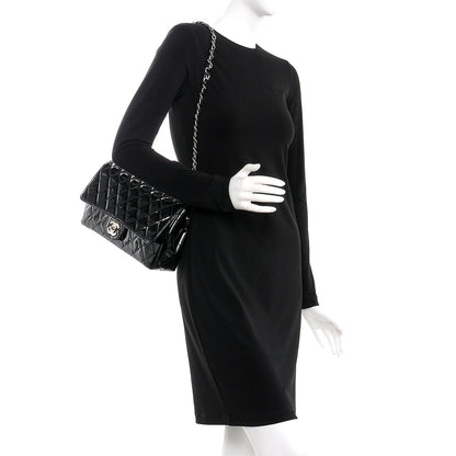 Chanel Patent Quilted Jumbo Diagonal CC Flap Black 2 of 12