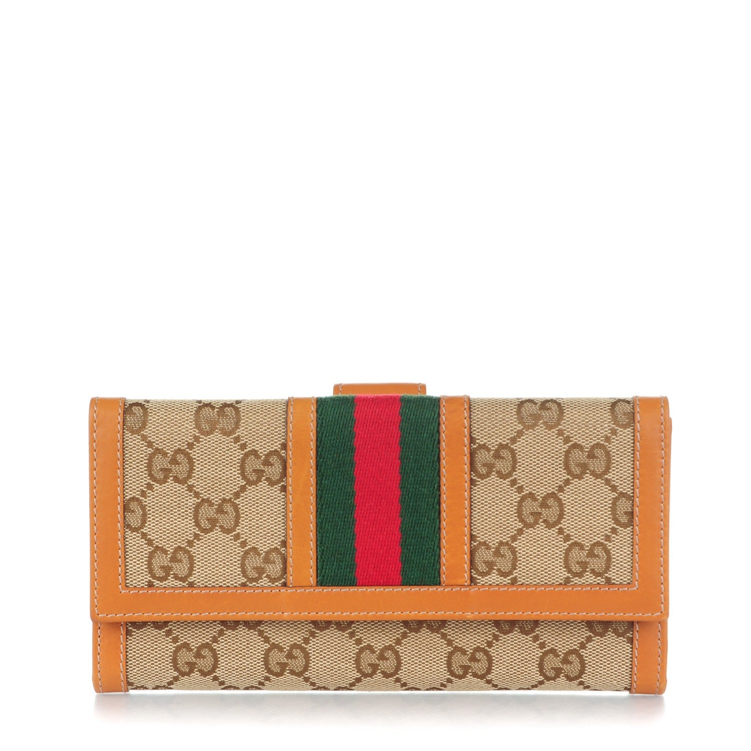 Gucci Monogram Vintage Web Continental Wallet Tobacco 1 of 8