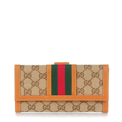 Gucci Monogram Vintage Web Continental Wallet Tobacco 1 of 8