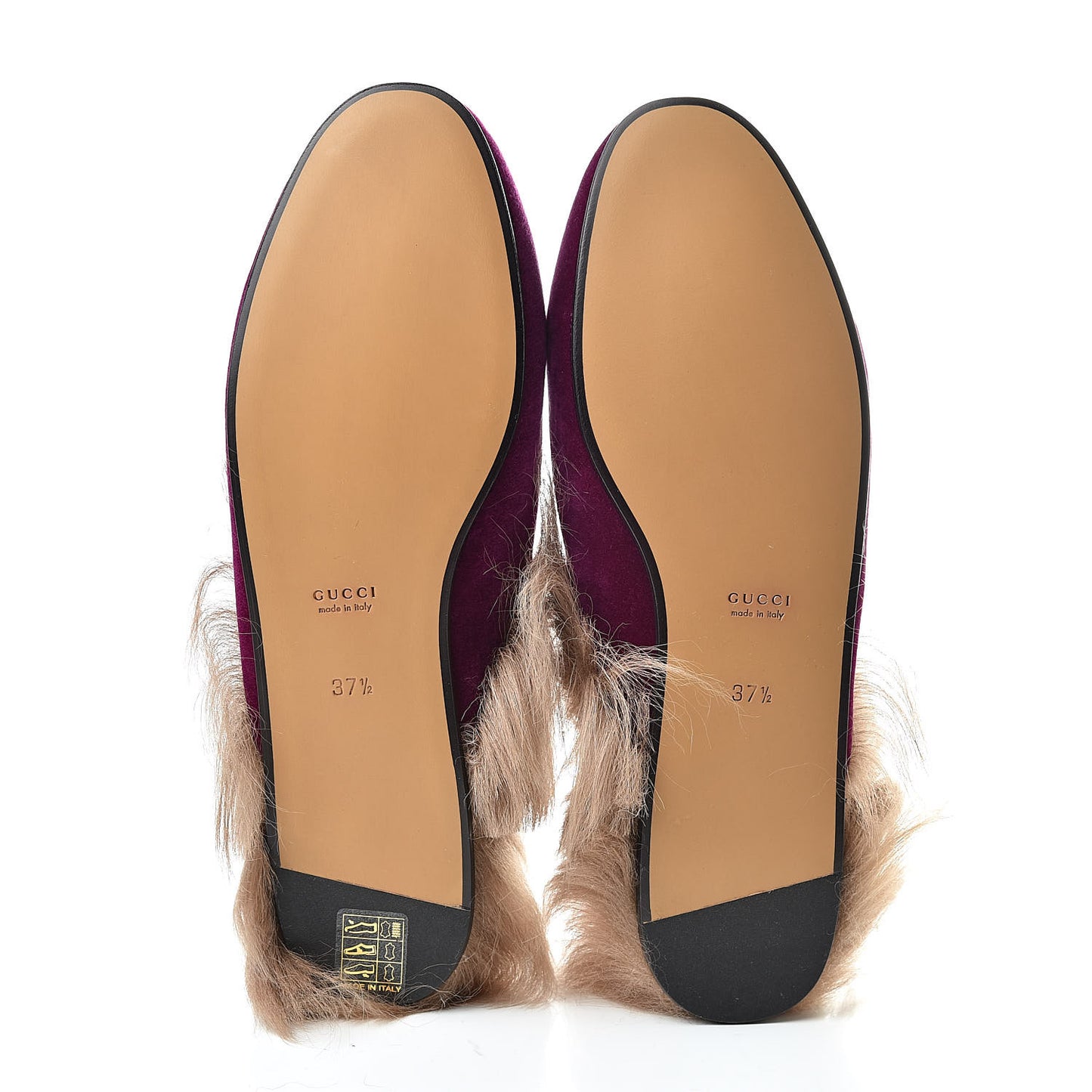 Velvet Fur Womens Princetown Slippers 37.5 Fucsia Violet Cyclamen Natural