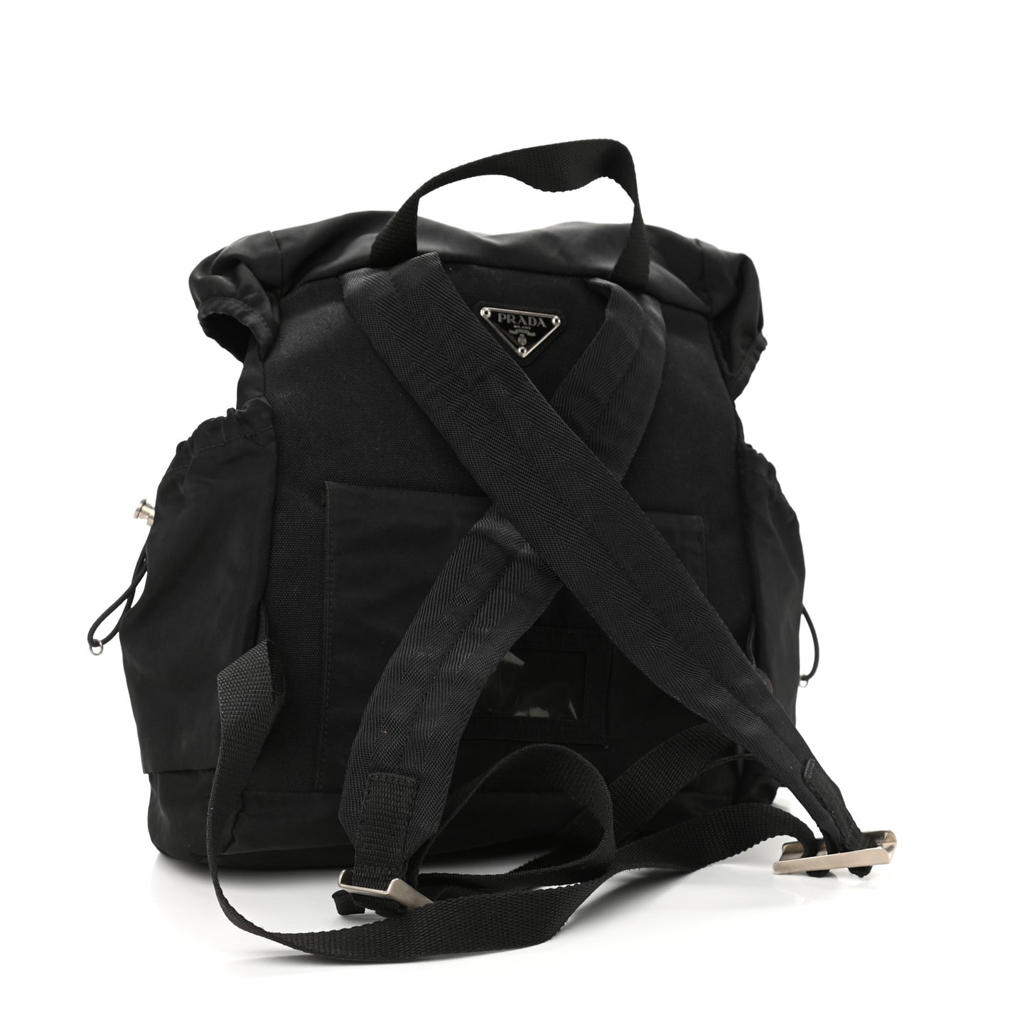 Technical Nylon Saffiano Double Buckle Backpack Black