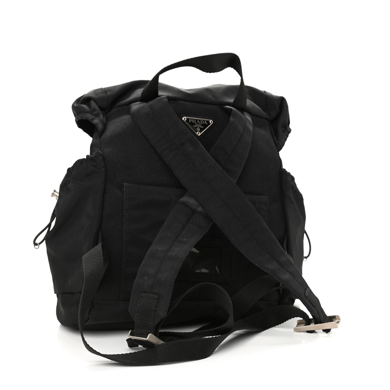 Prada Technical Nylon Saffiano Double Buckle Backpack Black 2 of 9
