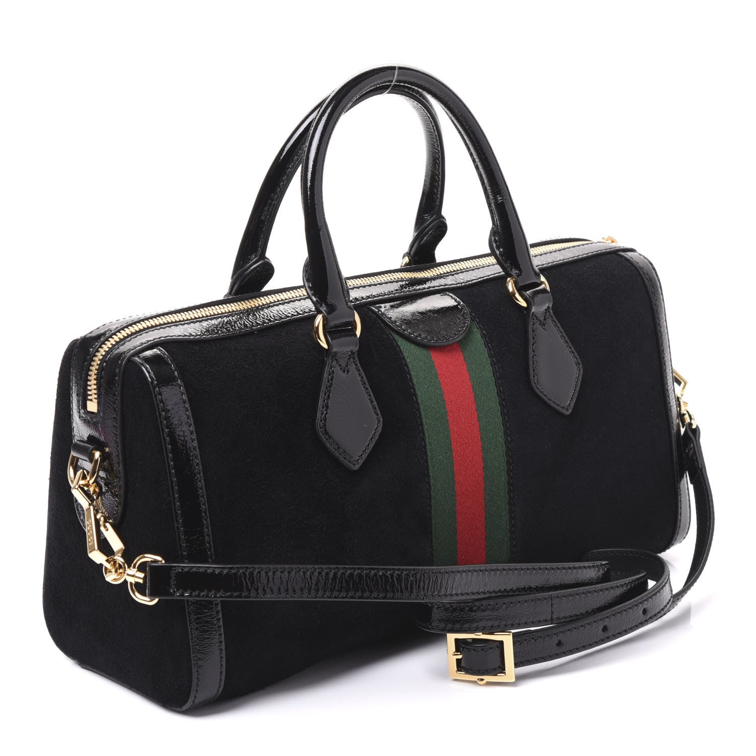 Gucci Suede Patent GG Web Medium Ophidia Boston Black 2 of 10