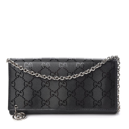Gucci Imprime Monogram GG Pierce Chain Clutch Wallet Black 1 of 12