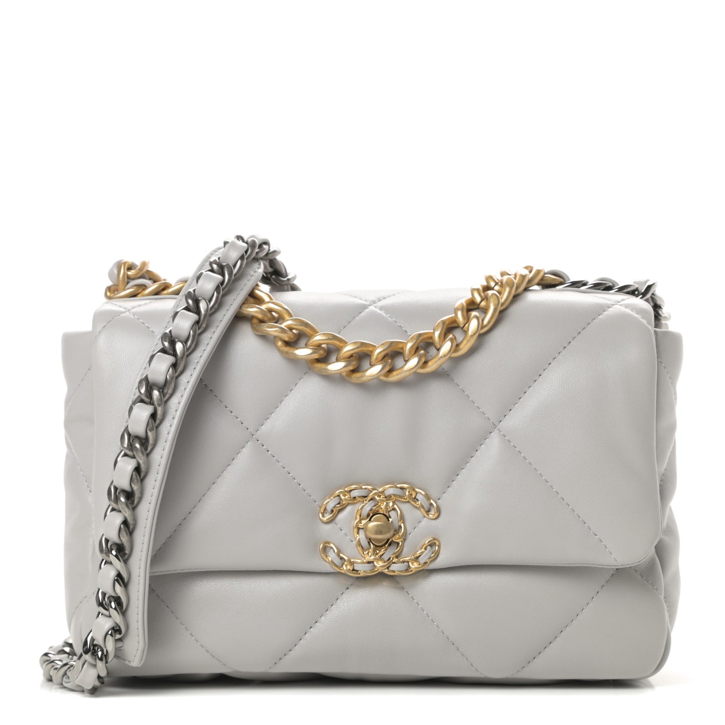 Lambskin Quilted Medium Chanel 19 Flap Grey