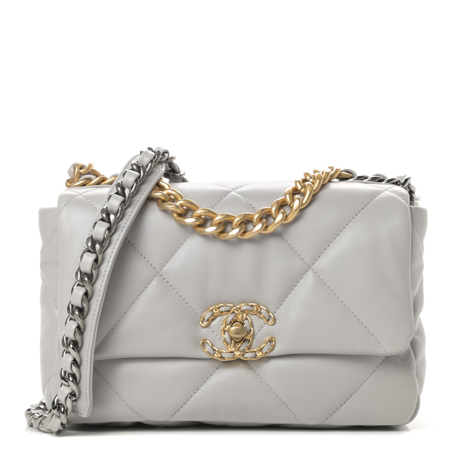 Chanel Lambskin Quilted Medium Chanel 19 Flap Grey 1 of 11