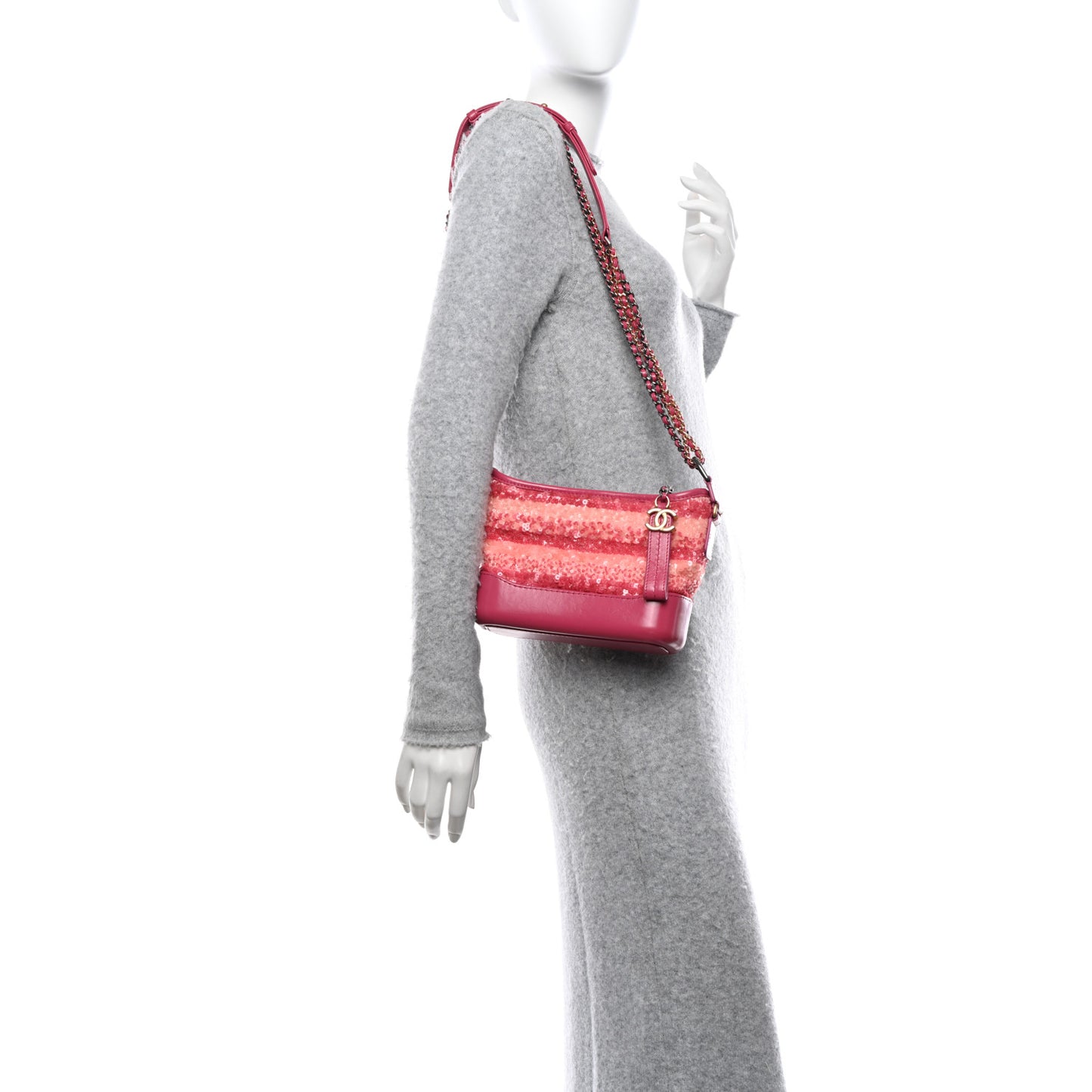 Sequin Calfskin Small Gabrielle Hobo Pink