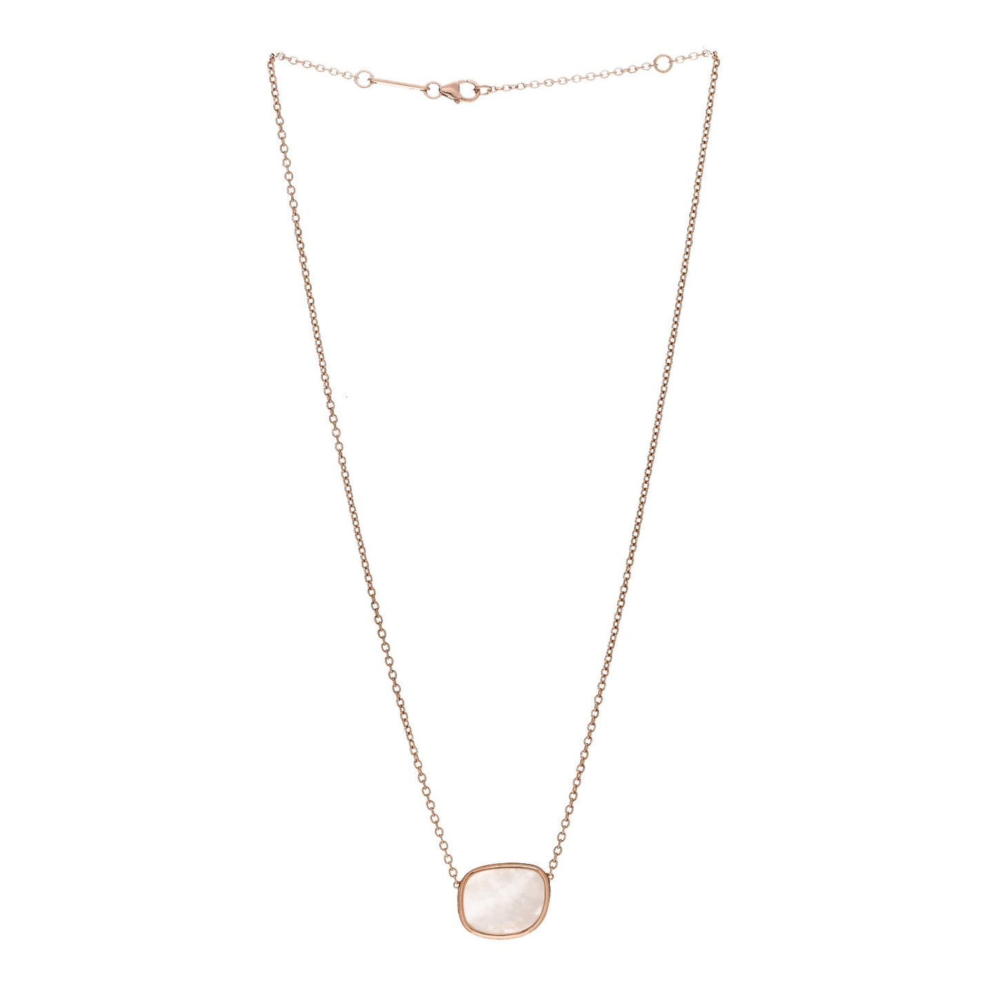 18K Rose Gold Mother of Pearl Amphibole Pendant Necklace