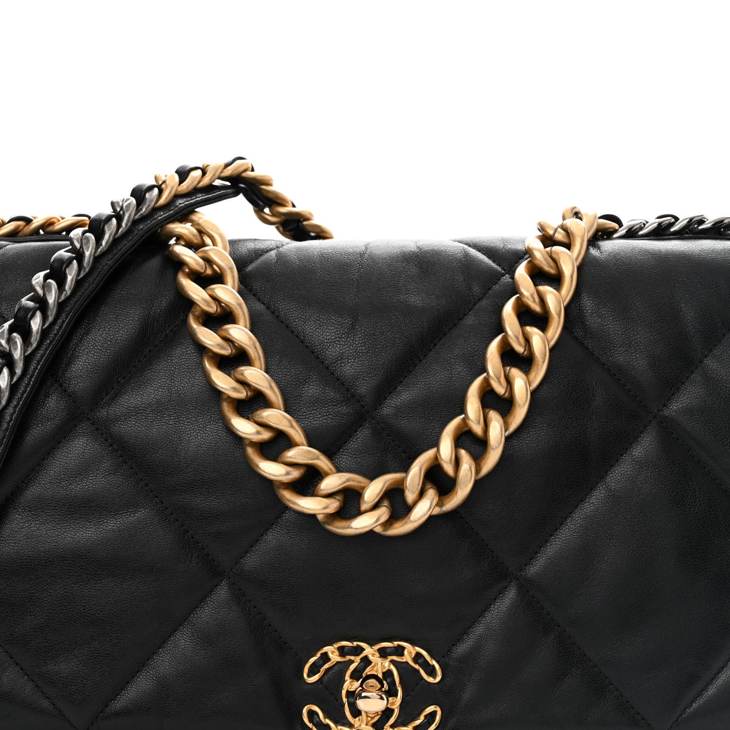 Goatskin Quilted Maxi Chanel 19 Flap Black