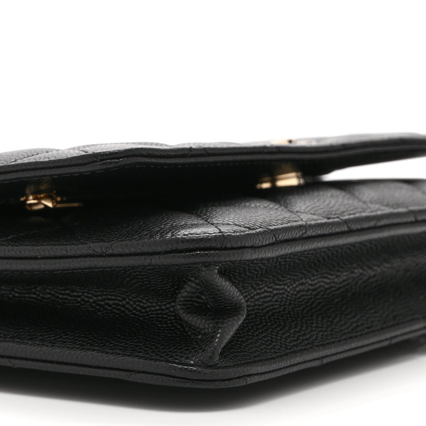 Caviar Quilted Crystal CC Wallet On Chain WOC Black