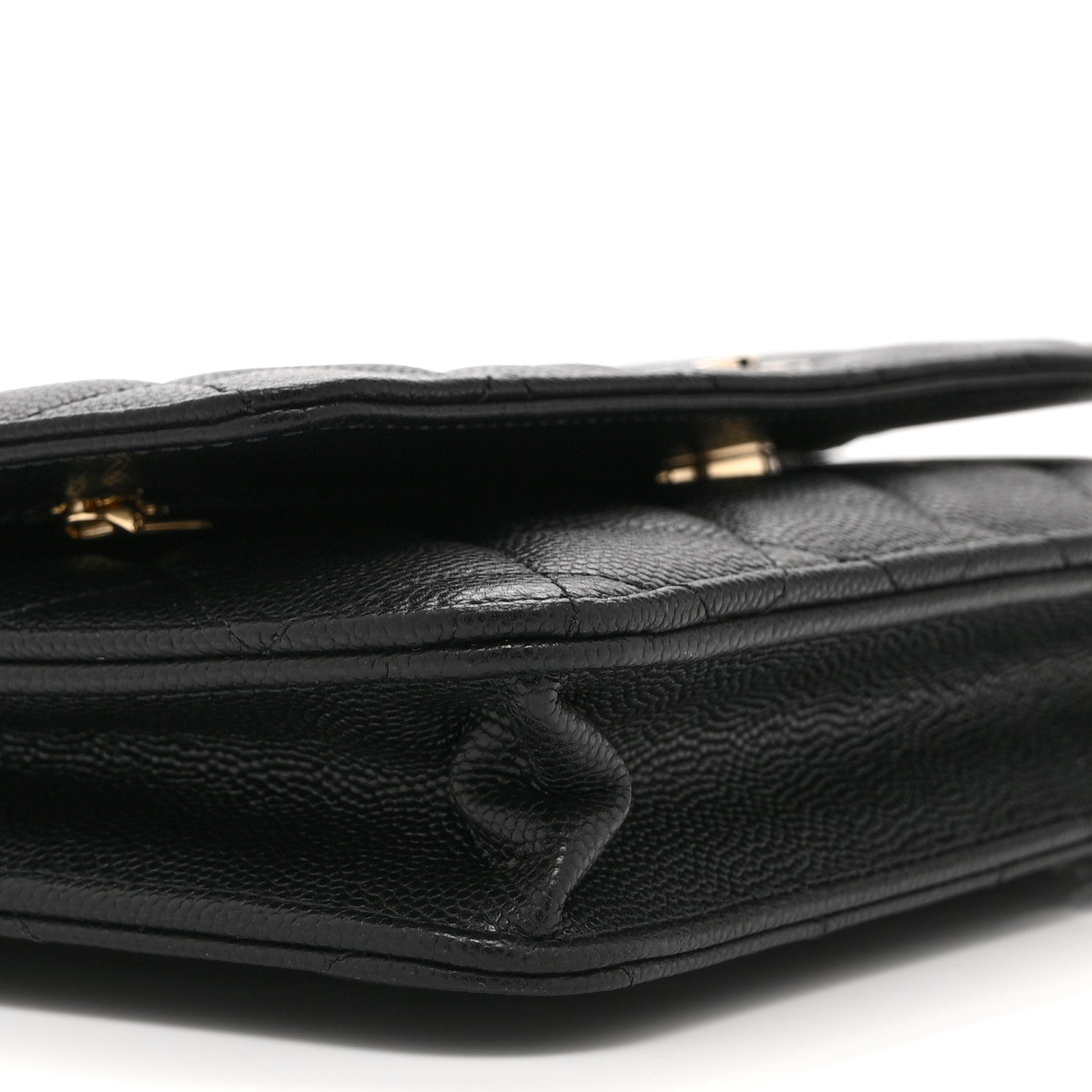 Chanel Caviar Quilted Crystal CC Wallet On Chain WOC Black 10 of 12