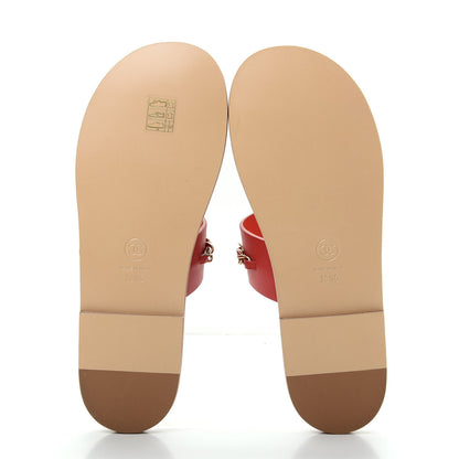 Chanel Calfskin Chain CC Sandals 39.5 Red 6 of 10