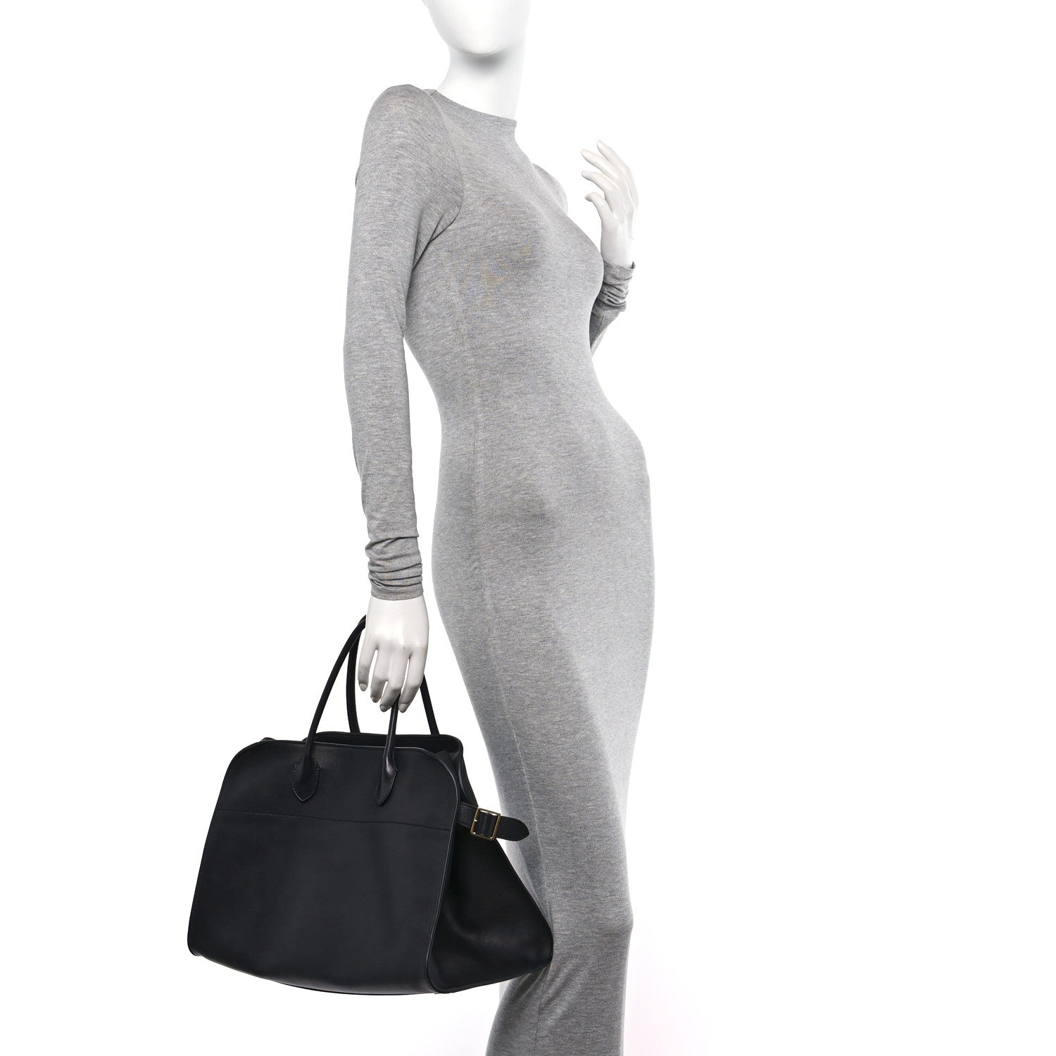 The Row Polished Saddle Calfskin Soft Margaux 15 Black 2 of 9