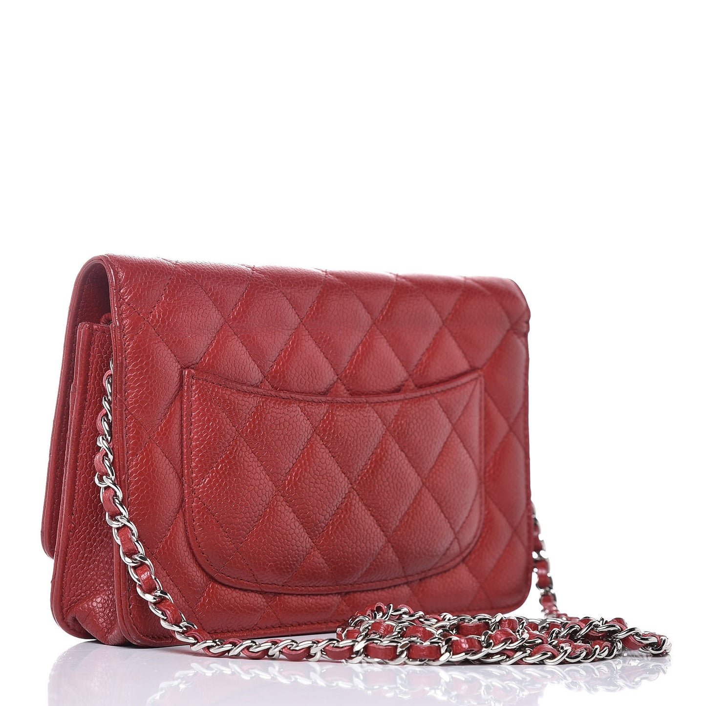 Caviar Quilted Wallet on Chain WOC Red