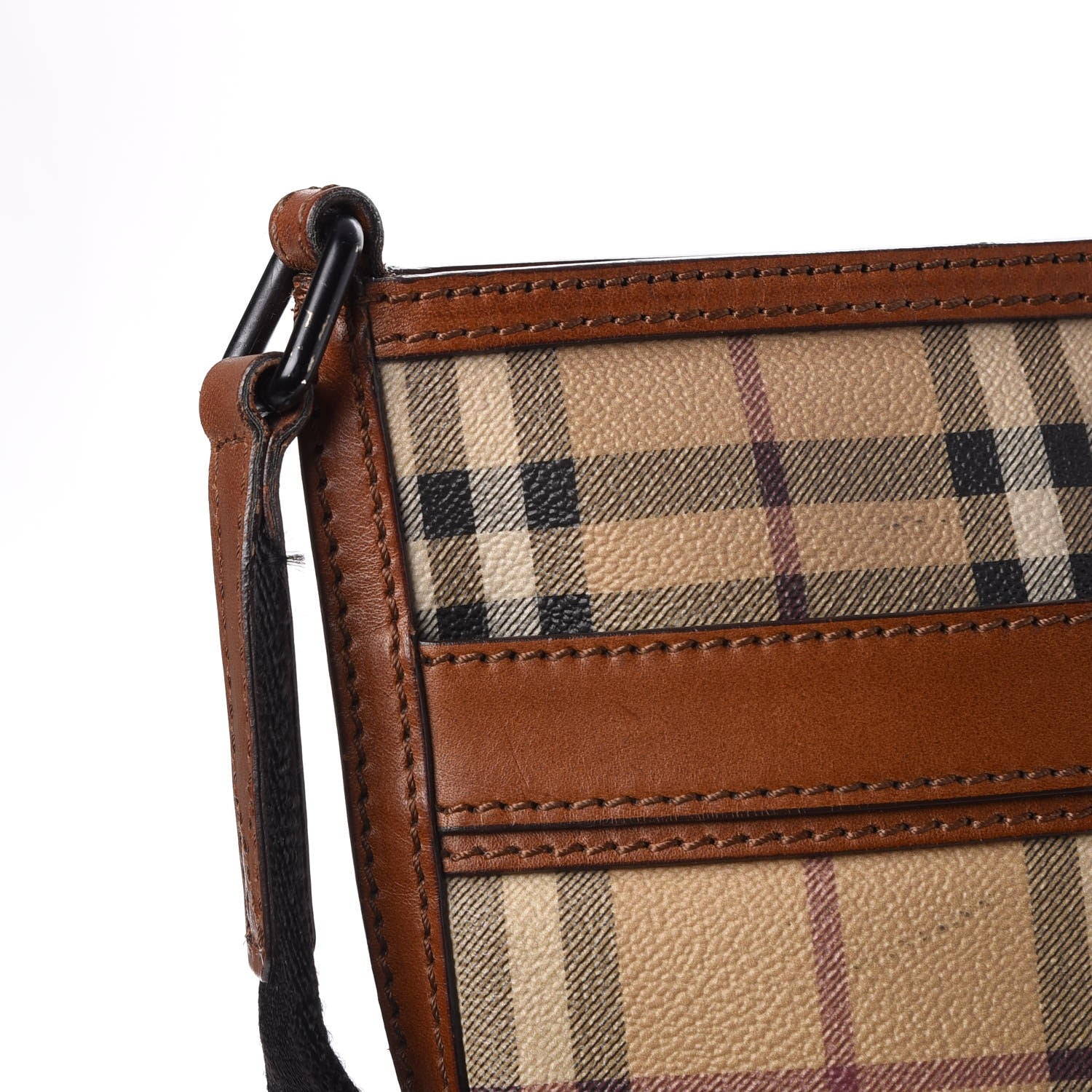 Burberry Haymarket Check Flat Crossbody Messenger Bag Tan 11 of 13