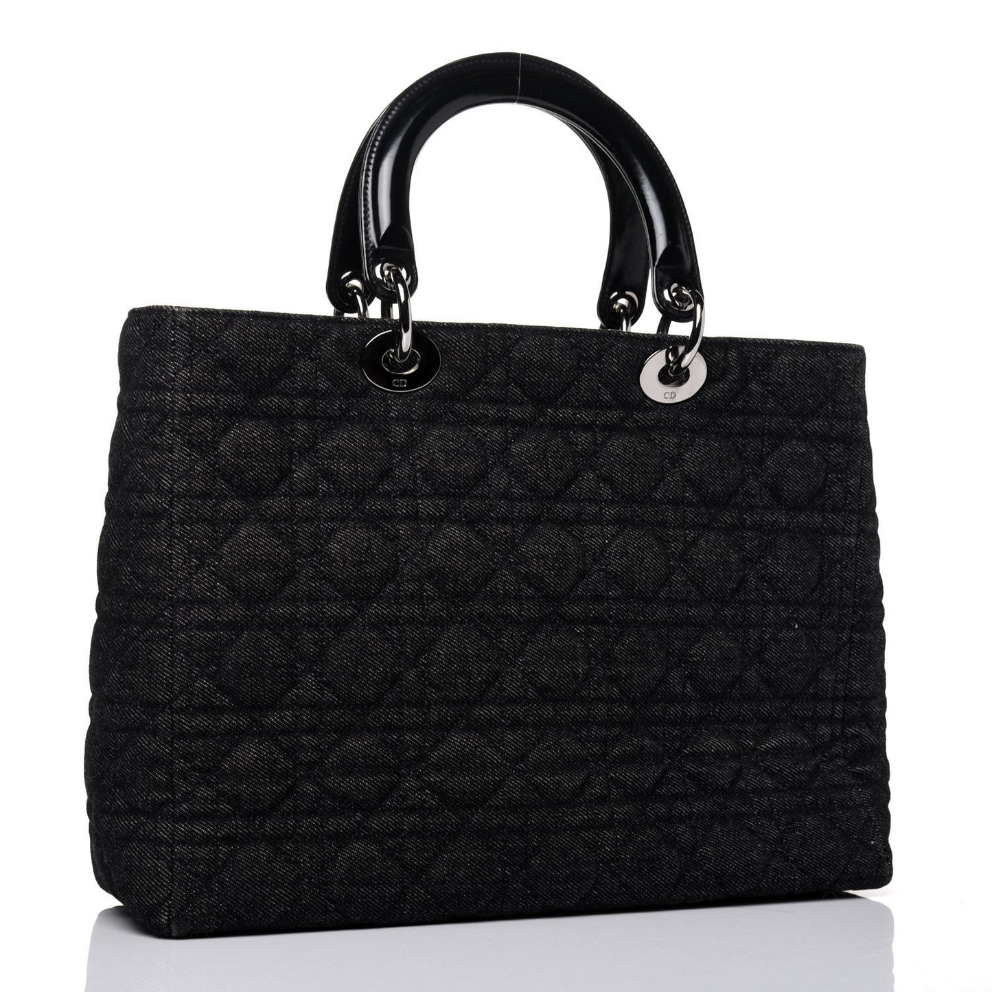 Denim Cannage Large Lady Dior Black