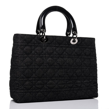 Christian Dior Denim Cannage Large Lady Dior Black 3 of 17