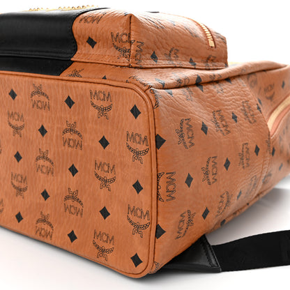 MCM Visetos Studded Small Studded Logo Stripe Backpack Cognac 9 of 10