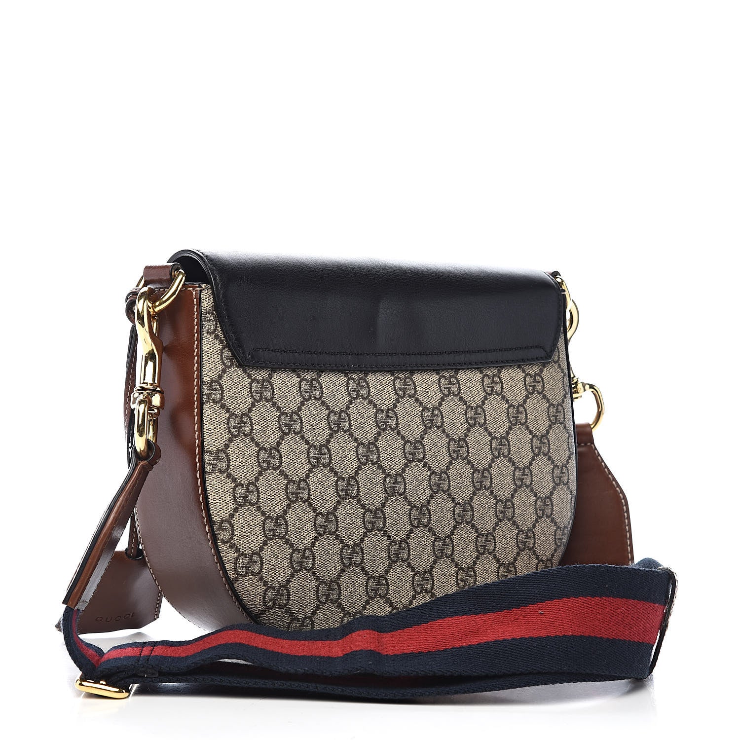 Gucci GG Supreme Monogram Web Medium Padlock Messenger Shoulder Bag Black 3 of 12