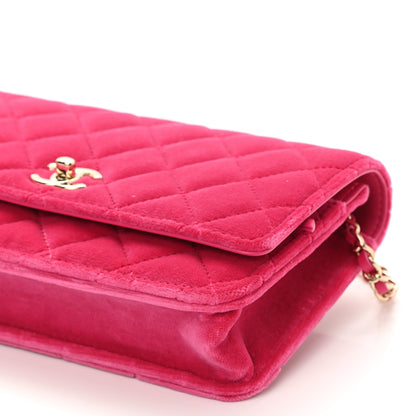 Chanel Velvet Quilted Pearl Crush Wallet On Chain WOC Pink 12 of 12
